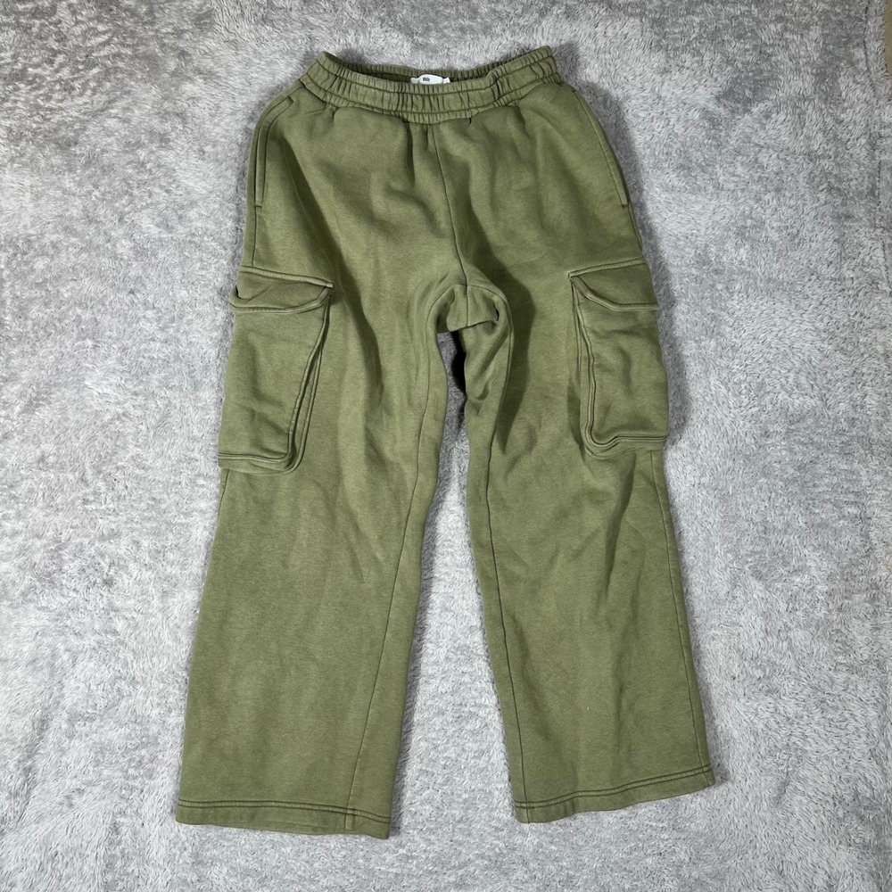 BP. Womens Olive Green Cargo Sweatpants Wide Leg Fleece Joggers BP501195MN Small